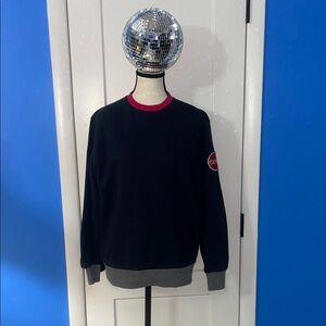 COLMAR Black Crewneck Sweater with Red and Gray Accents